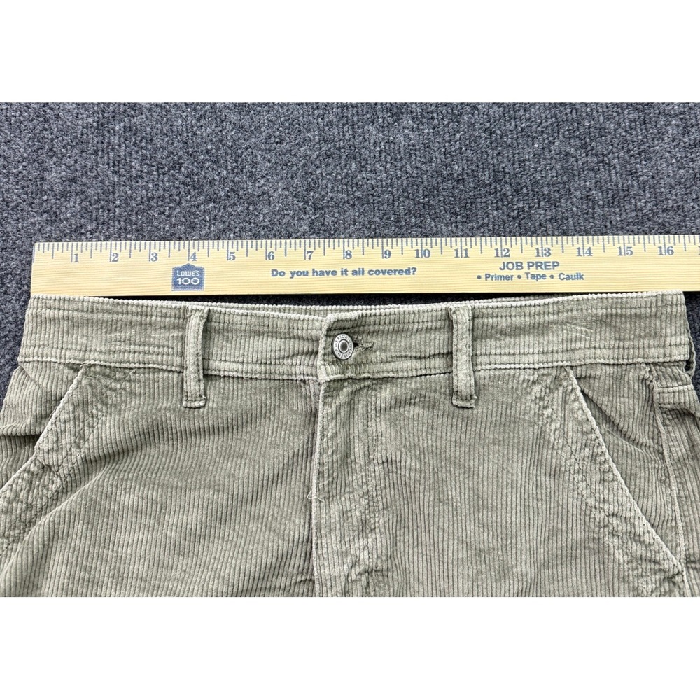 American Eagle Cargo Pants Womens 10 Green Tan Corduroy Wide Leg Skater Baggy - Picture 14 of 16